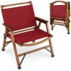 Patio Folding Camping Beach Chair with Solid Bamboo Frame