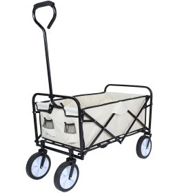 YSSOA Portable Rolling Folding Garden Cart with 360 Degree Swivel Anti-Slip Wheels & Adjustable Handle, 220lbs Weight Capacity, White