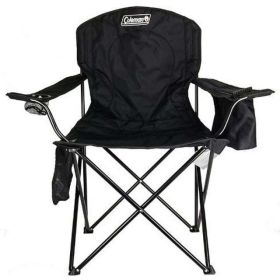 Adult Camping Chair with Built-In 4-Can Cooler, Black