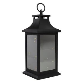 12" Black LED Lighted Battery Operated Lantern with Flickering Light