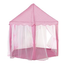 53"H Princess Castle Play Tent House with LED Star Lights for Kids, Indoor and Outdoor, Pink