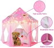 Outdoor Indoor Portable Folding Princess Castle Tent Kids Children Funny Play Fairy House Kids Play Tent(Warm LED Star Lights)