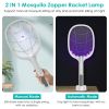 2 in 1 Electric Rechargeable Bug Zapper Mosquito Insect Killer Fly Swatter Mosquito Zapper Racket Mosquito Trap Catcher