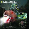 LED Dinosaur Headlamp for Kids with Adjustable Headband