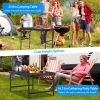 35.62x23.42x25.9in Foldable Camping Table Collapsible Picnic Aluminum Alloy Grill Stand 88LBS Max Load Height Adjustable BBQ Table