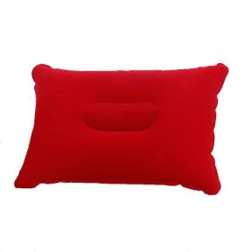 Portable Fold Inflatable Air Pillow Outdoor Travel Sleeping Camping PVC Neck Stretcher Backrest Plane Comfortable Pillow (Color: G911C-red)