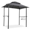 Outdoor Grill Gazebo 8 x 5 Ft;  Shelter Tent;  Double Tier Soft Top Canopy and Steel Frame with hook and Bar Counters