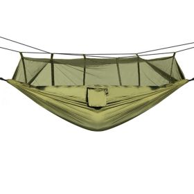 Portable Nylon Swing Hanging Bed Outdoor Hiking Camping Hammock (Color: Army Green)