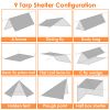 Waterproof Camping Tarp Kit Tent Canopy Rain Fly Awning Shelter for Outdoor Picnic Hammock Hiking Backpacking Travelling UV Protection